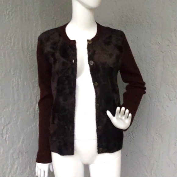 Adrienne Vittadini Ladies Luxury Pure Wool Front Placket Cardigan Sweater - Picture 5 of 17